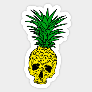 tropical pineapple skull in black Sticker